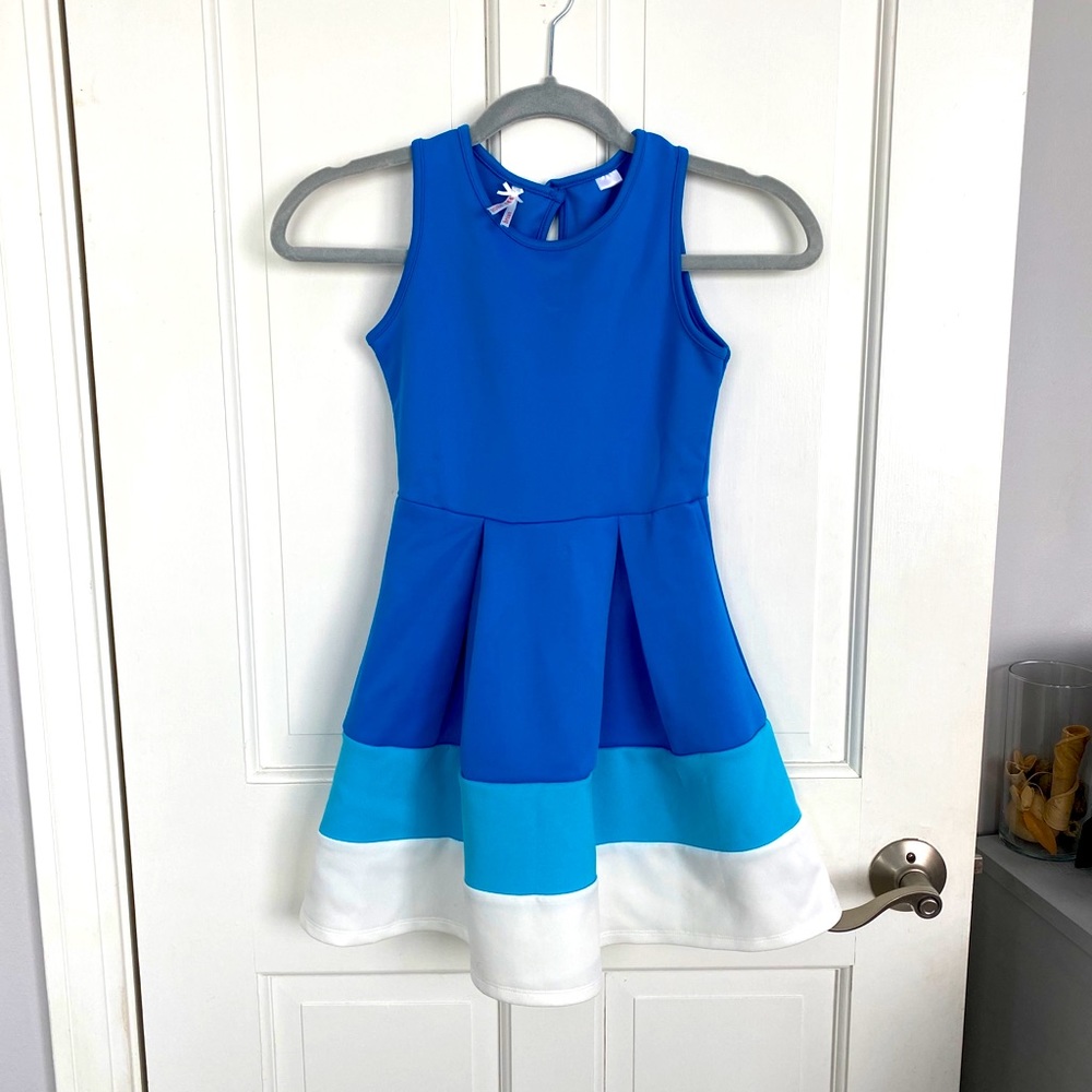 Girls tri-tone pleated dress